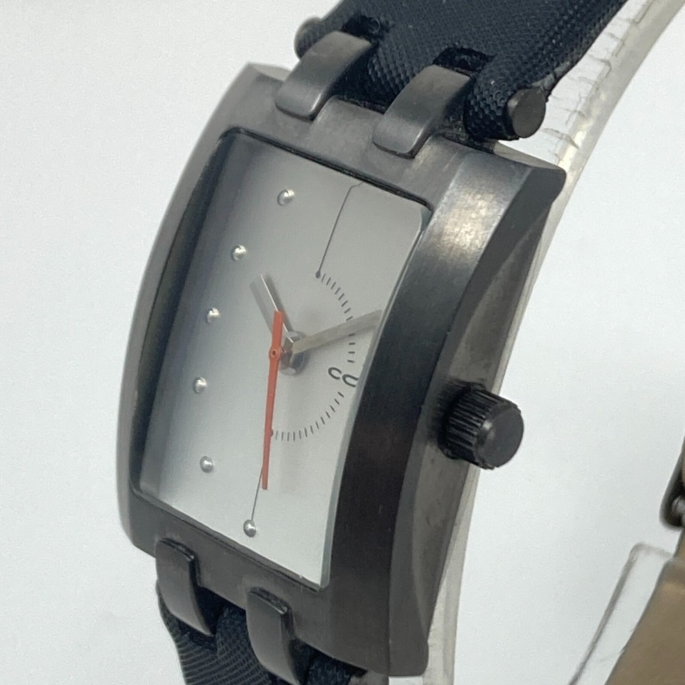 Code Women's Tank Watch 21mm Gunmetal Gray 50M WR Black Band New Battery 6.75"